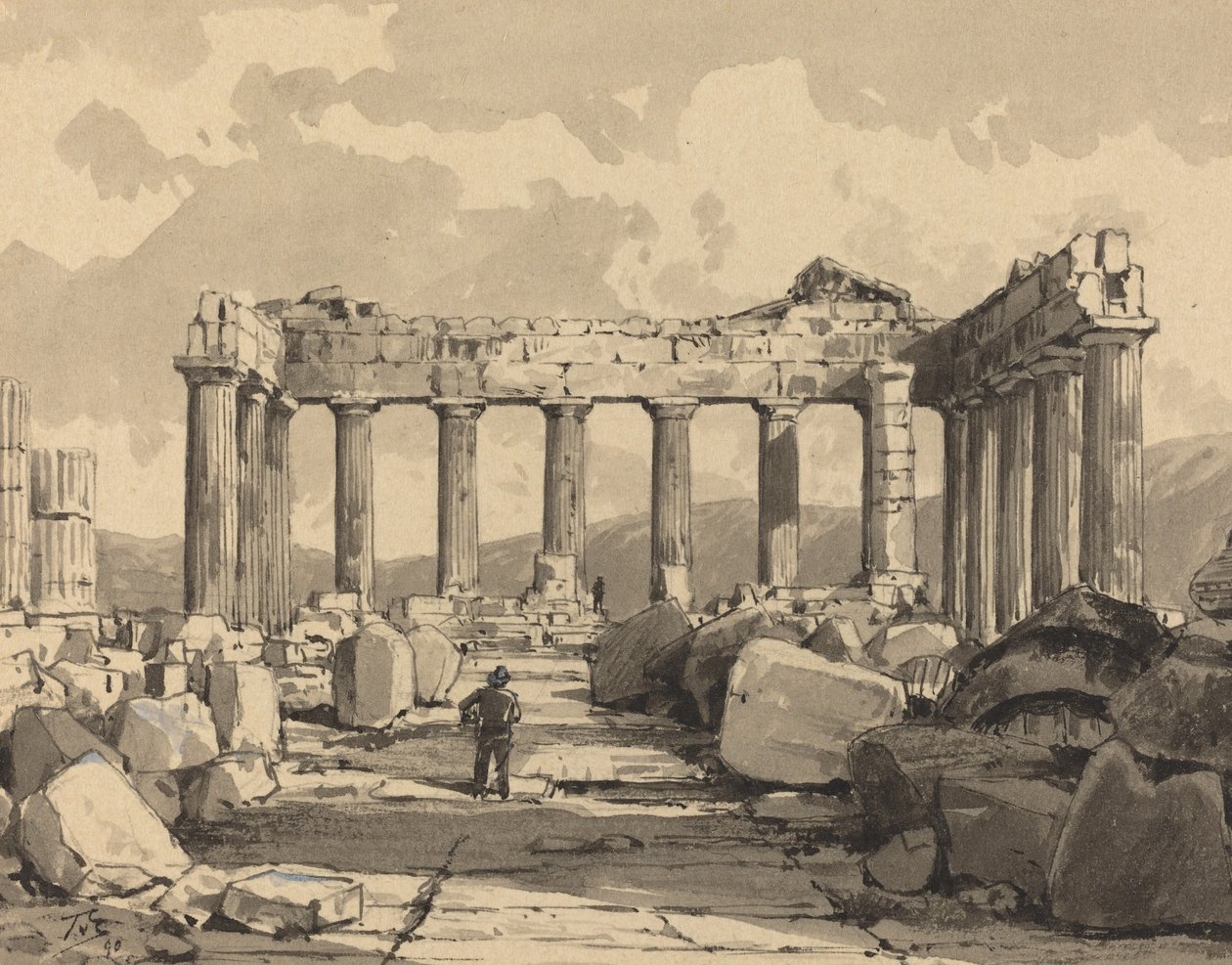 Parthenon, Binnen, 1890 door Themistocles von Eckenbrecher
