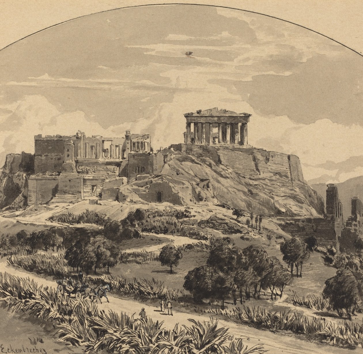 De Akropolis vanuit het westen door Themistocles von Eckenbrecher