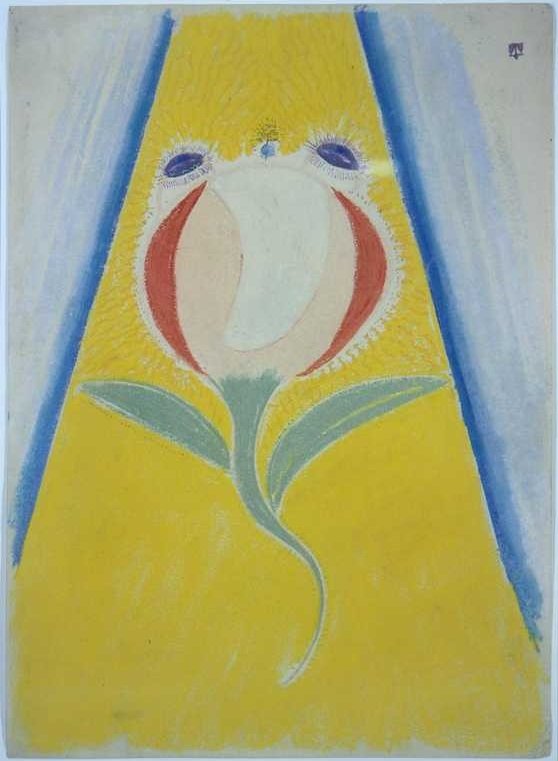 Compositie met bloem door Theo van Doesburg