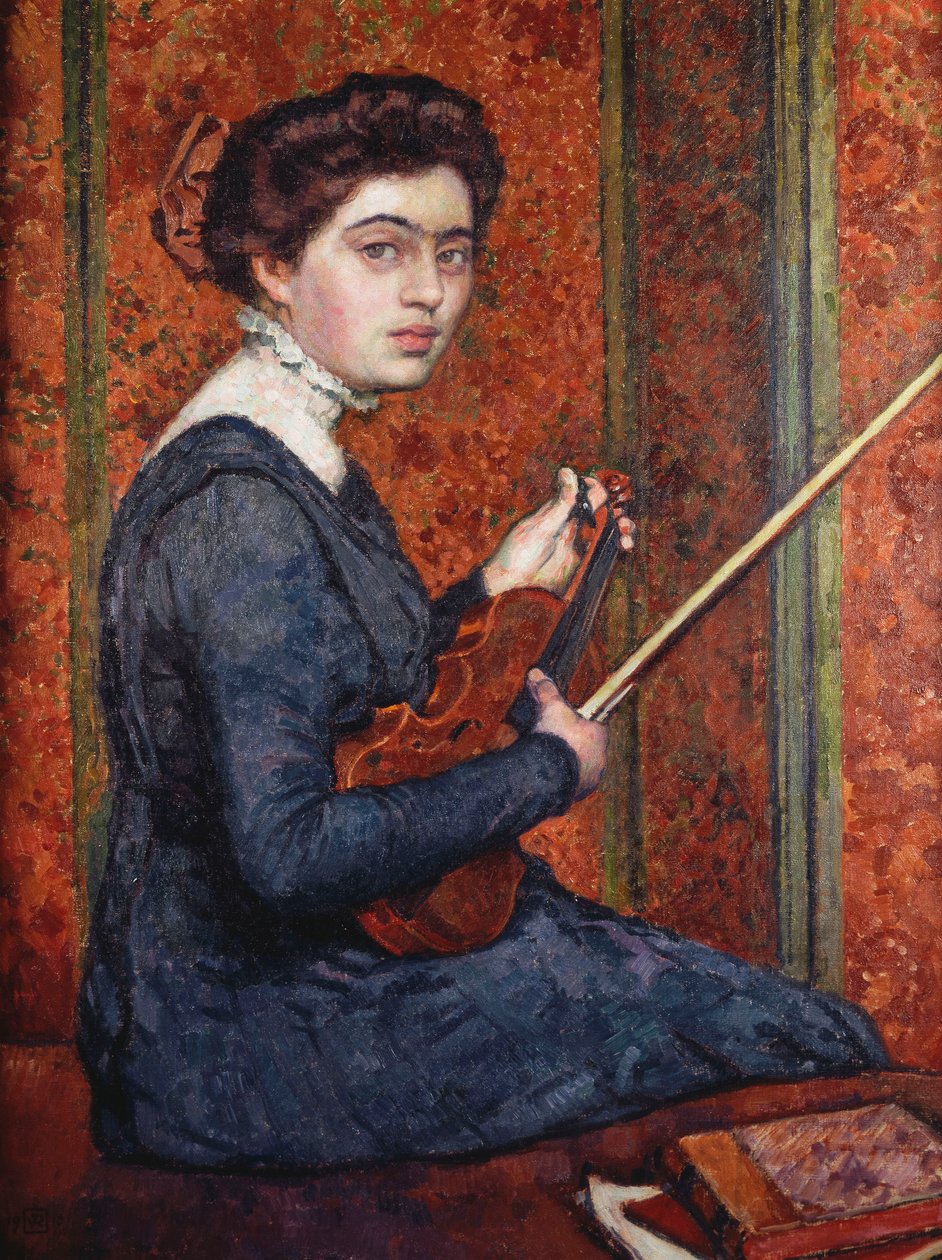 Vrouw met Viool door Théo van Rysselberghe