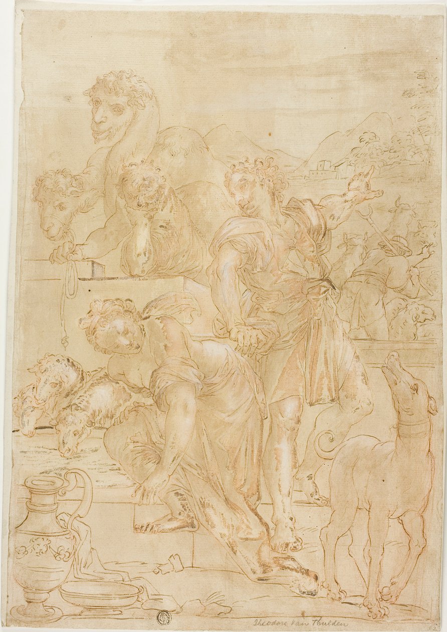 Isaak en Rebekka bij de bron door Theodoor van Thulden