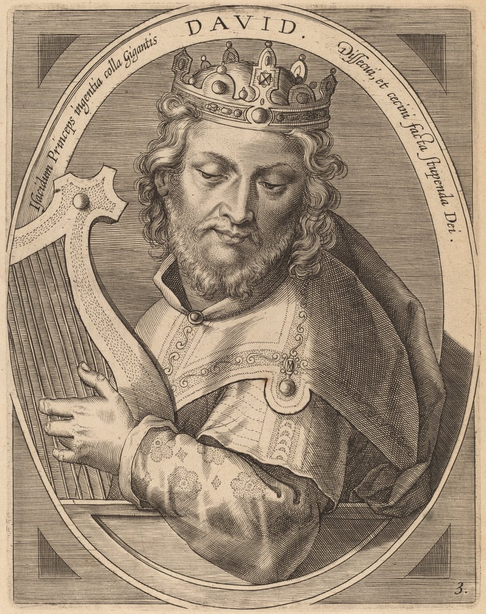 David door Theodor Galle after Jan van der Straet