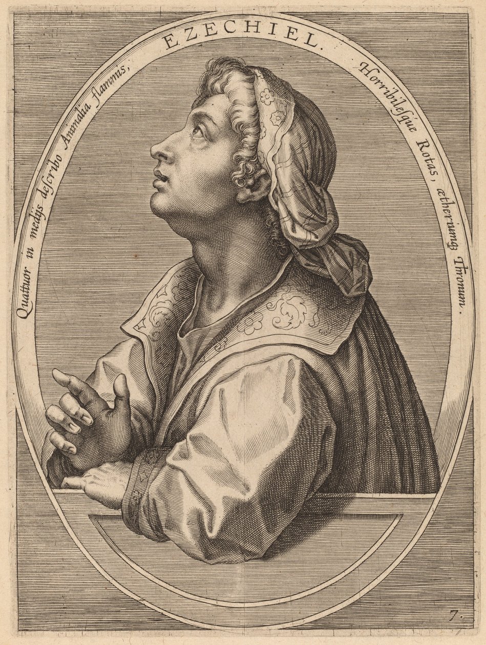 Ezechiël door Theodor Galle after Jan van der Straet