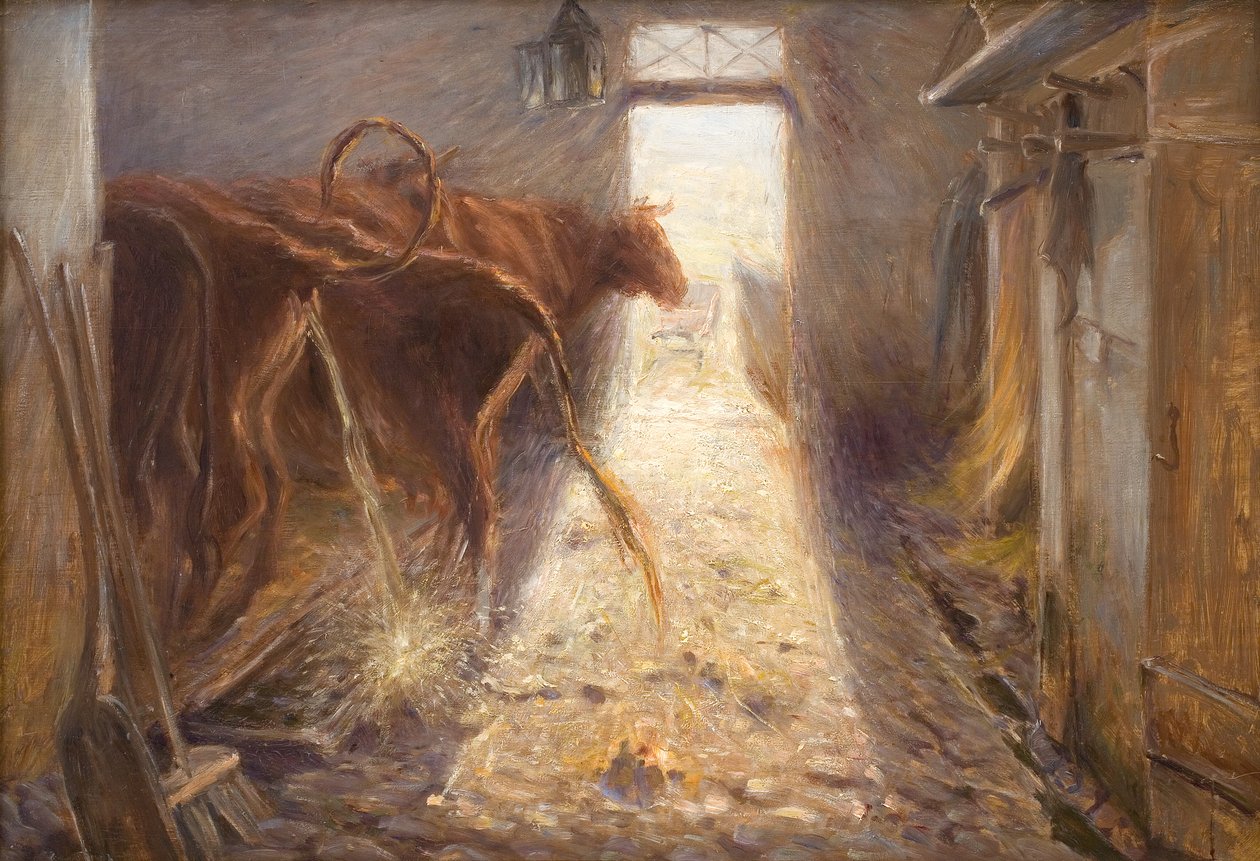 Koeienstal op het eiland Saltholm door Theodor Philipsen