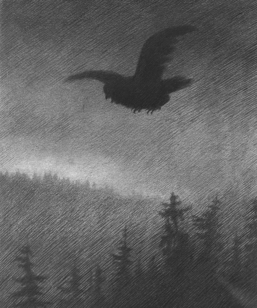 De Zwarte Dood (tekening) door Theodor Severin Kittelsen