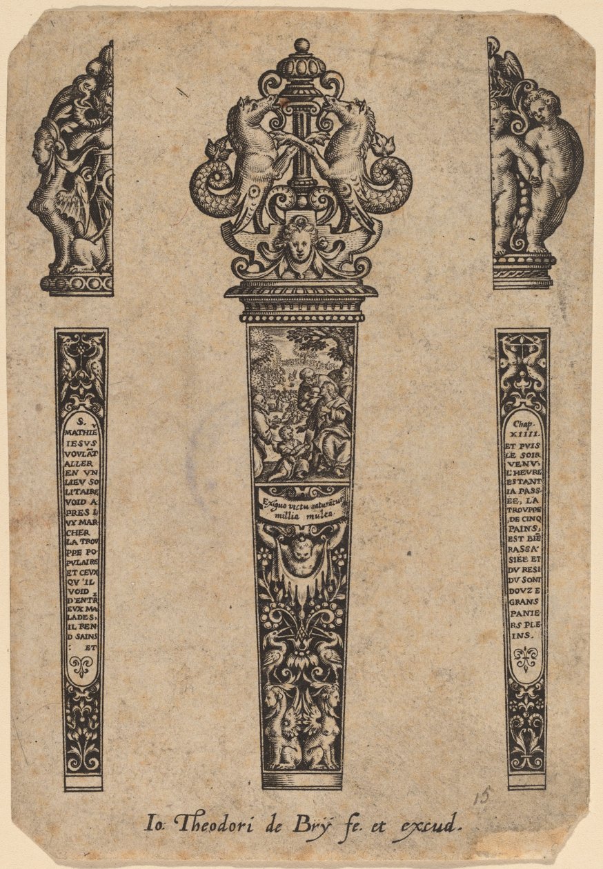 Ornament voor Mesheft door Theodor de Bry