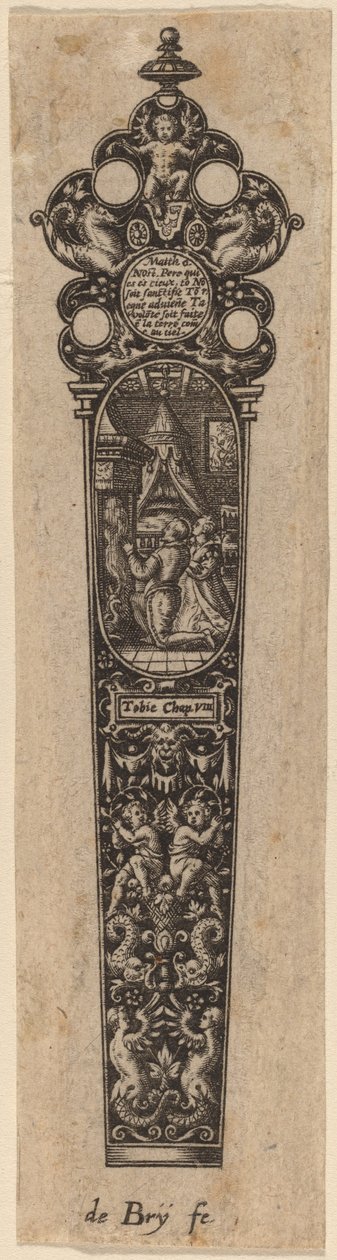 Ornament voor mesheft door Theodor de Bry