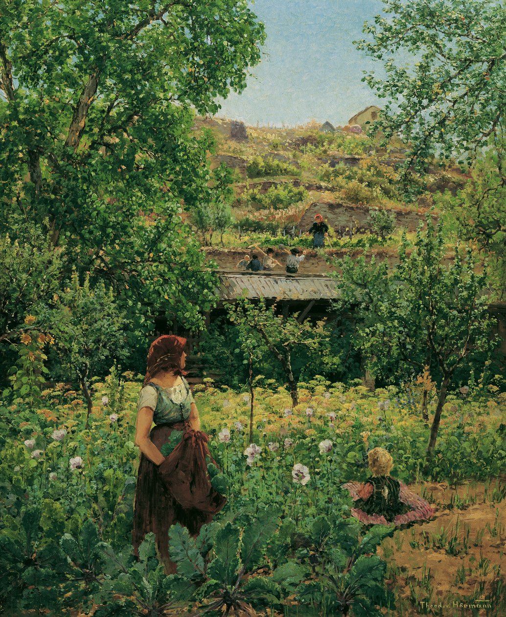 Meisje in de papaver door Theodor von Hormann