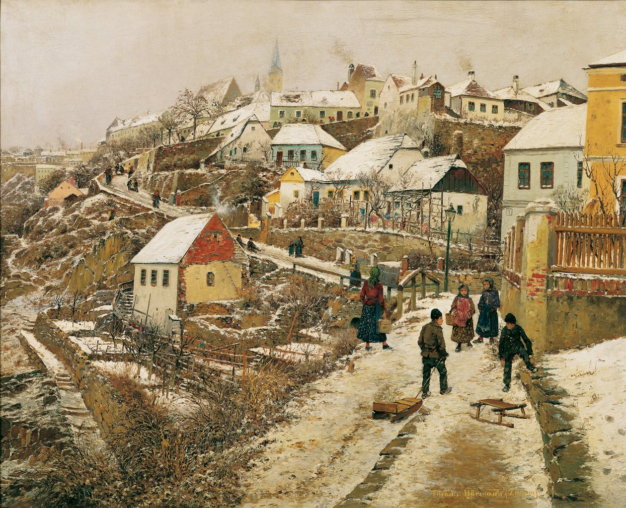 Znaim in de sneeuw II door Theodor von Hormann