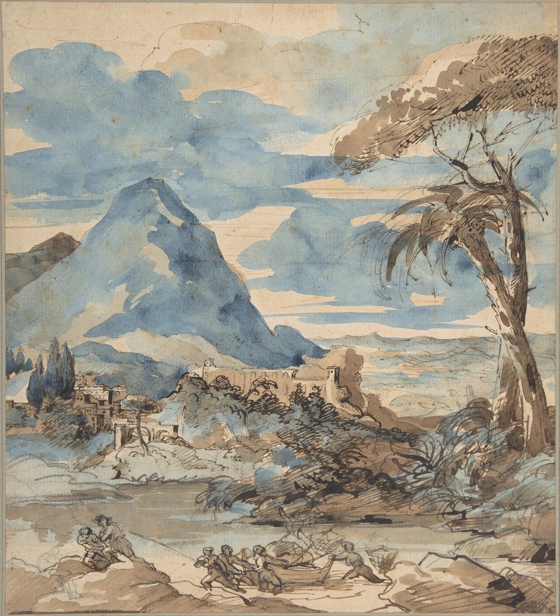 Landschap met vissers door Theodore Gericault