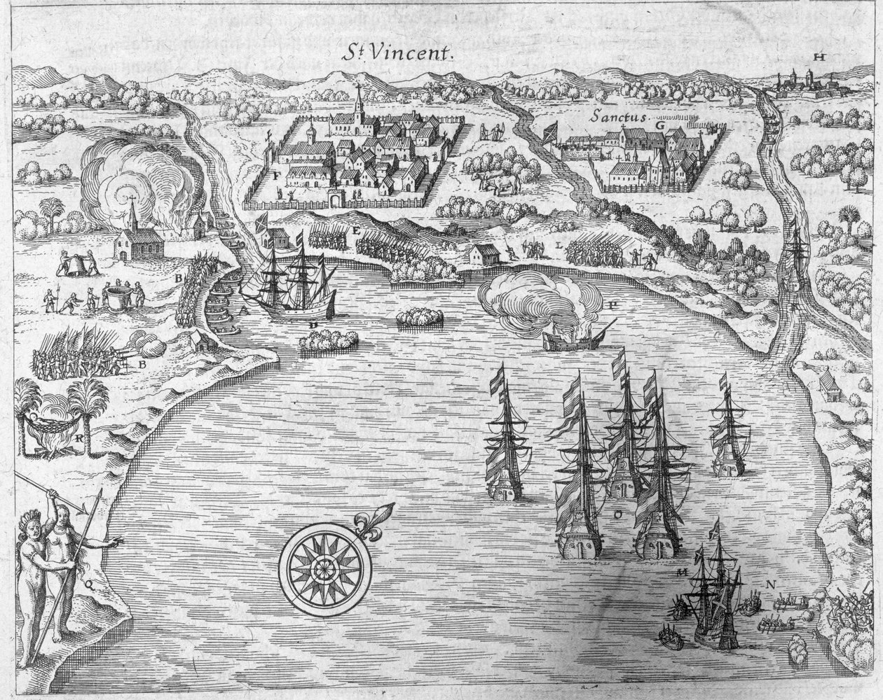 De vloot van Joris van Spilbergen (ca. 1568-1620) bereikt Brazilië bij Sao Vicente, uit 