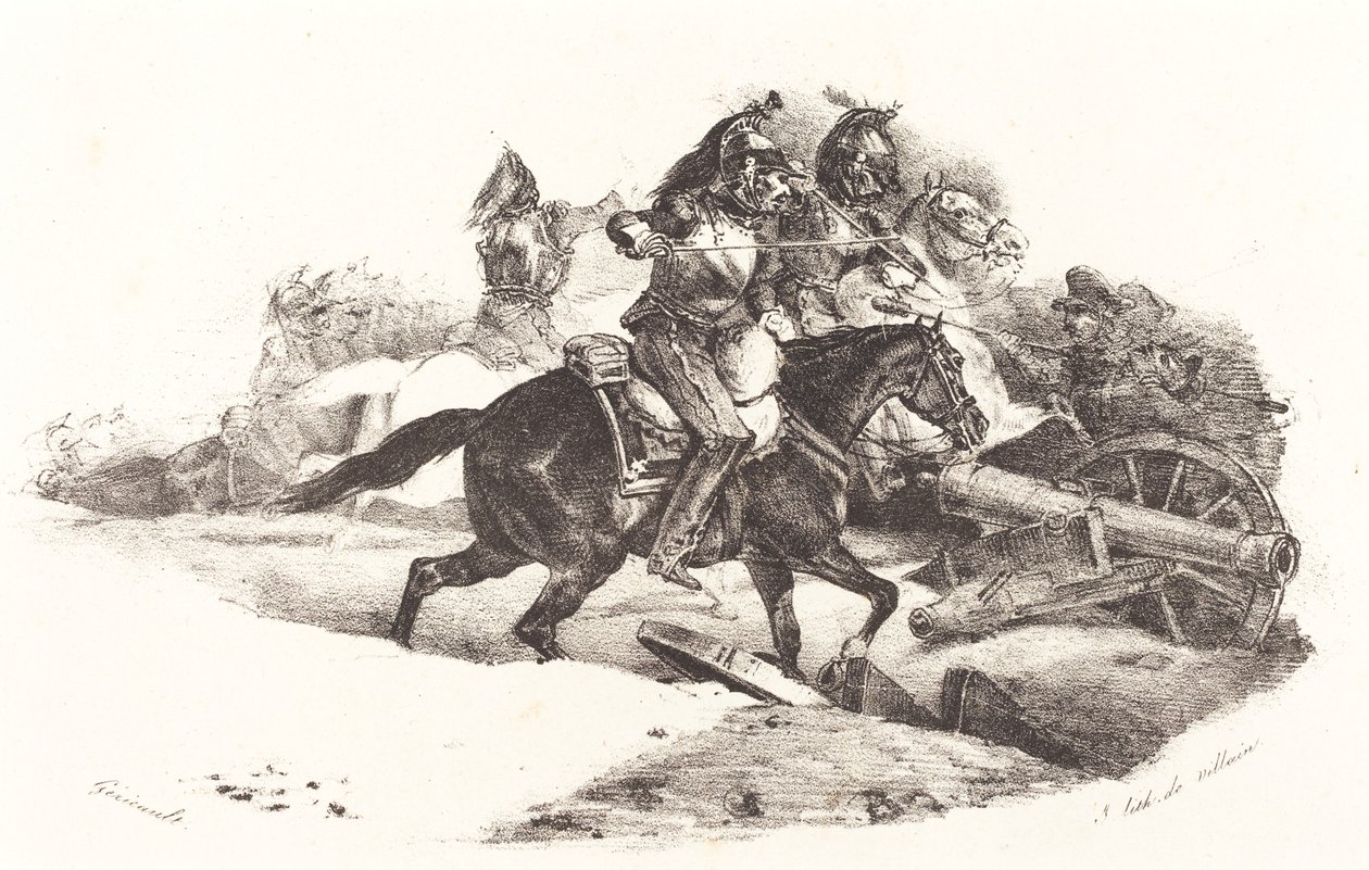 Cuirassiers aanvallend door Theodore Gericault