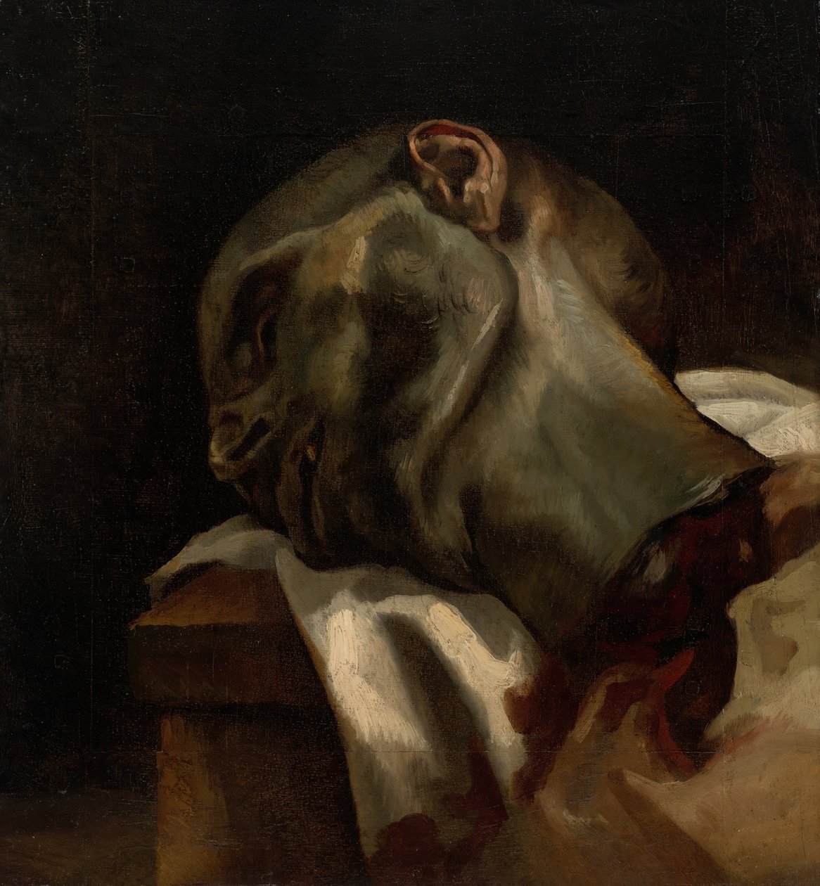 Hoofd van een geguillotineerde man door Theodore Gericault
