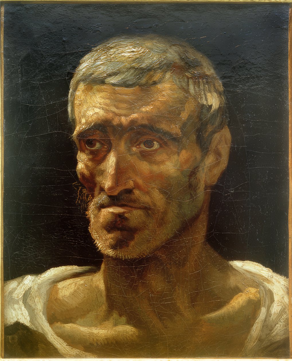 Hoofd van een schipbreukeling (studie) door Theodore Gericault
