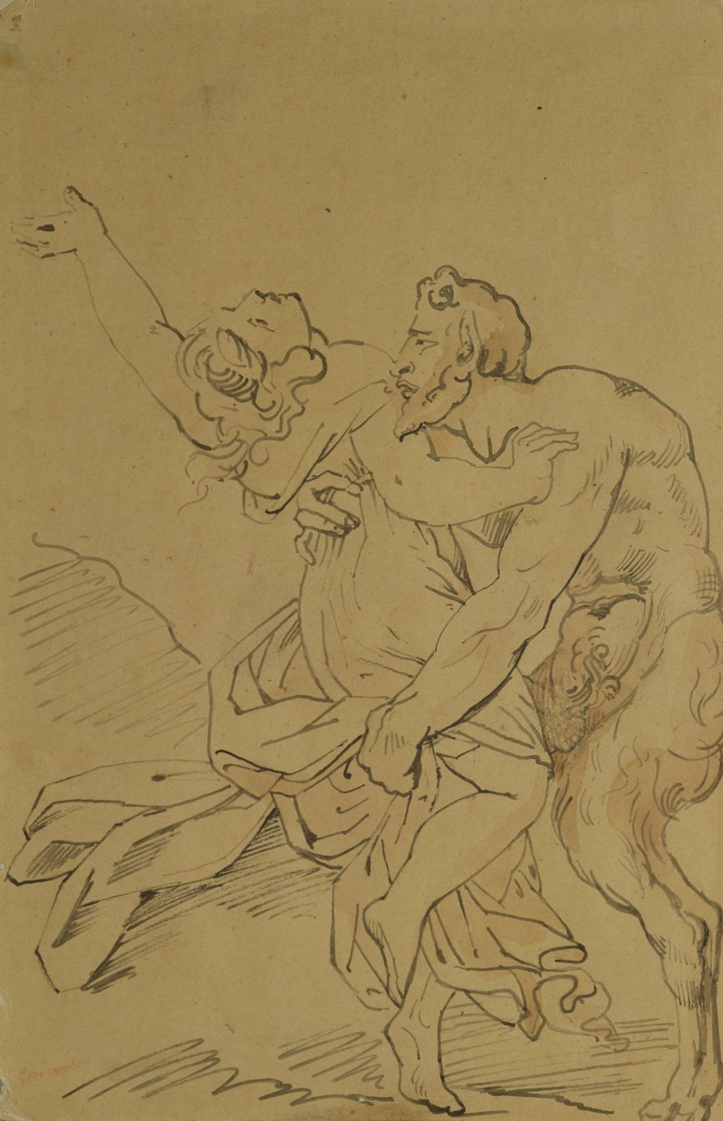 Nimf en sater door Theodore Gericault
