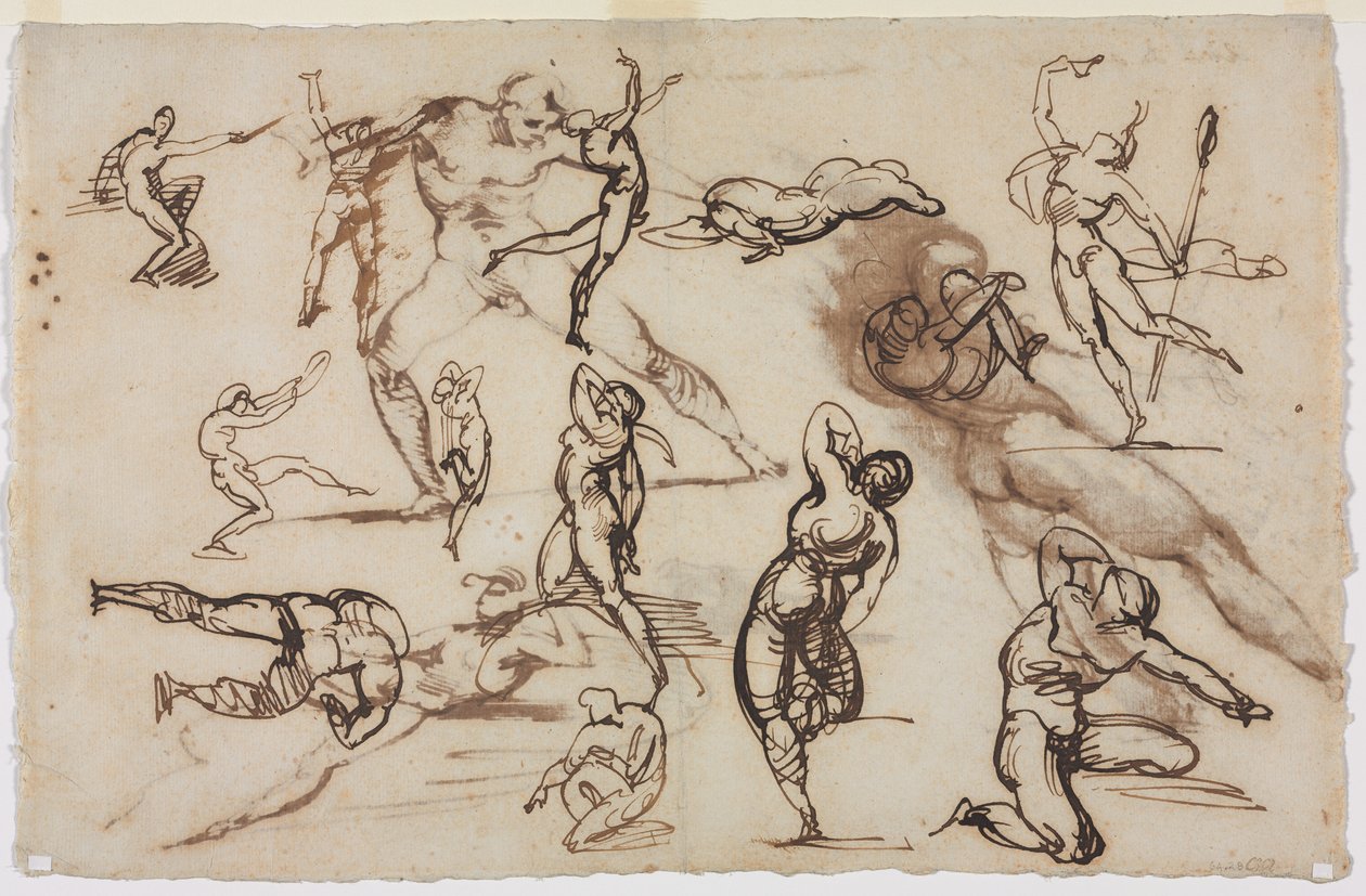 Blad met Schetsen (verso) door Theodore Gericault