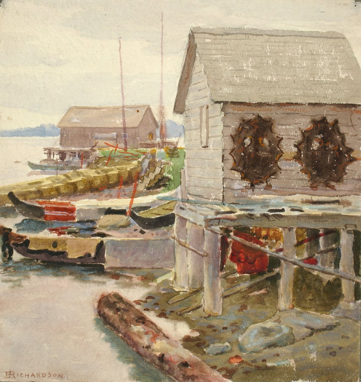 Huiden drogen, Sitka (ca. 1880-1914) door Theodore J. Richardson
