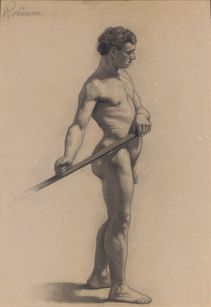 Studie van het mannelijk figuur, 1875 door Theodore Robinson