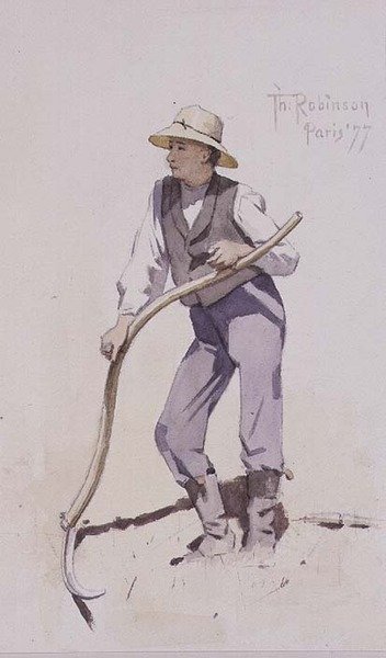 Jeugd Rustend op een Zeis door Theodore Robinson