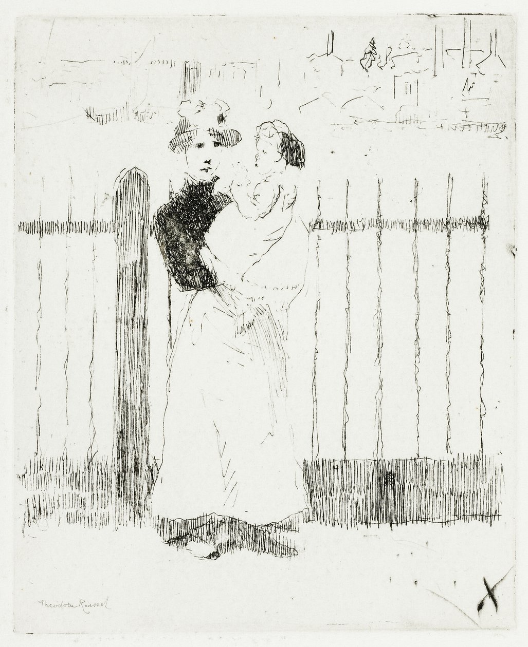 Emma en haar baby, Chelsea Embankment door Theodore Roussel