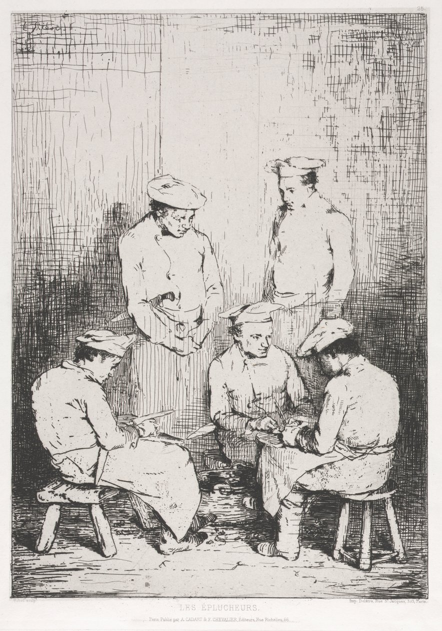 De Aardappelschillers door Theodule Ribot