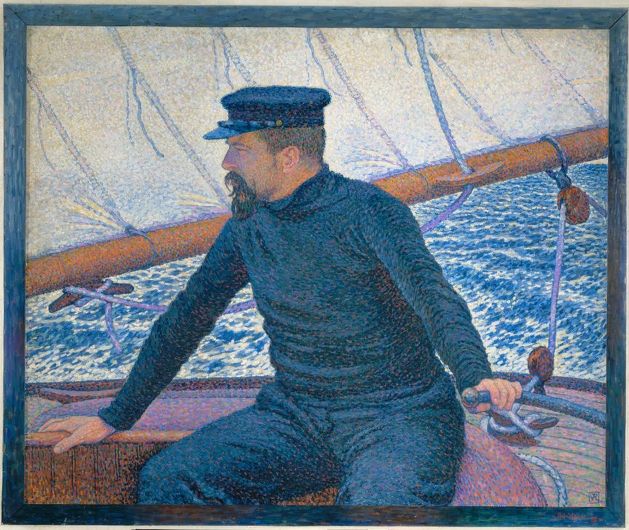 Signac op zijn boot door Théo van Rysselberghe