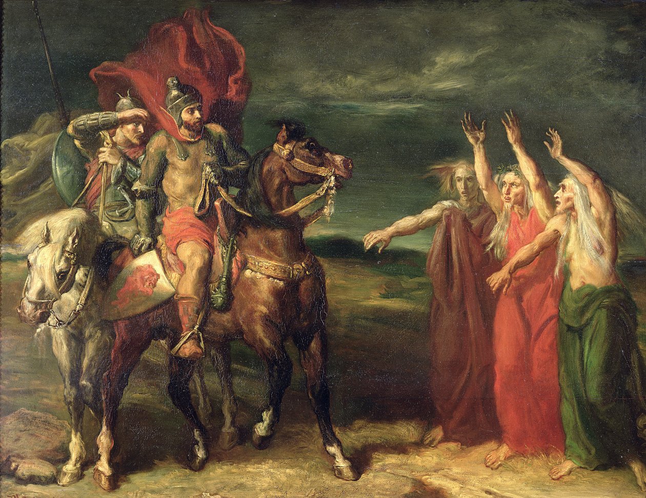 Macbeth en de drie heksen, 1855 door Théodore Chassériau