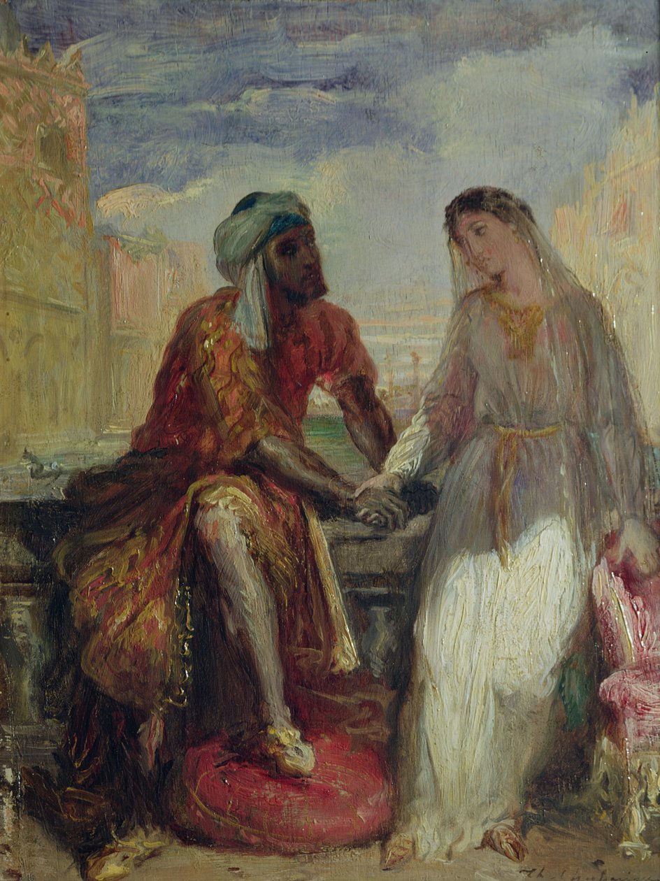 Othello en Desdemona in Venetië, 1850 door Théodore Chassériau