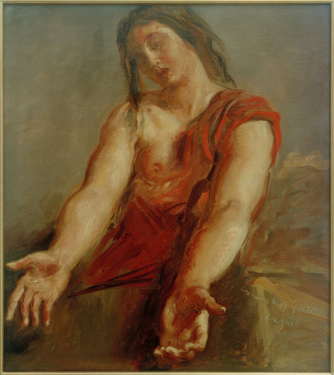 Smeekende vrouw (studie) door Théodore Chassériau