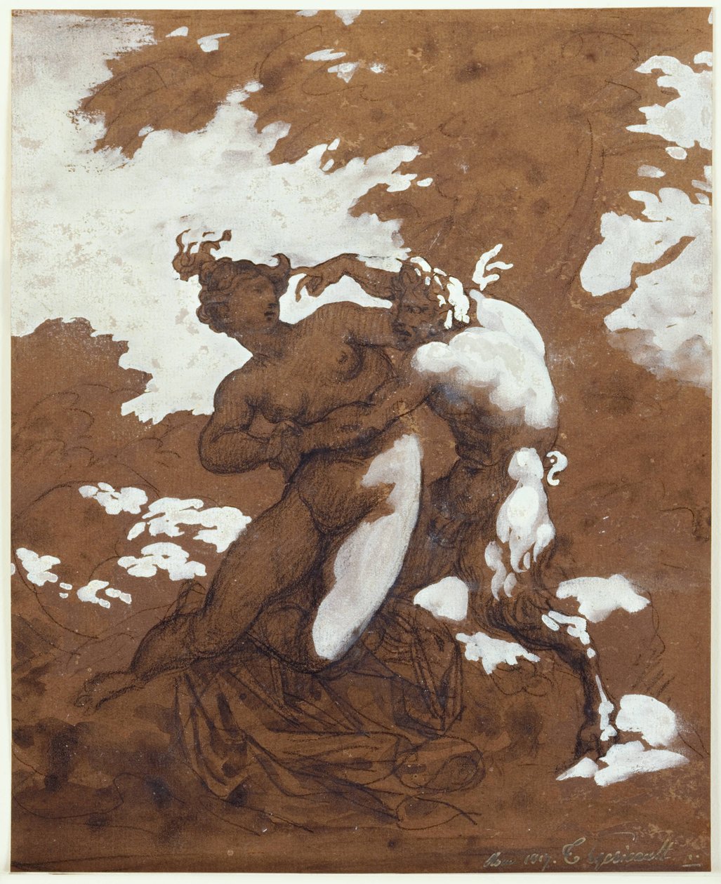 Sater en nimf door Theodore Gericault