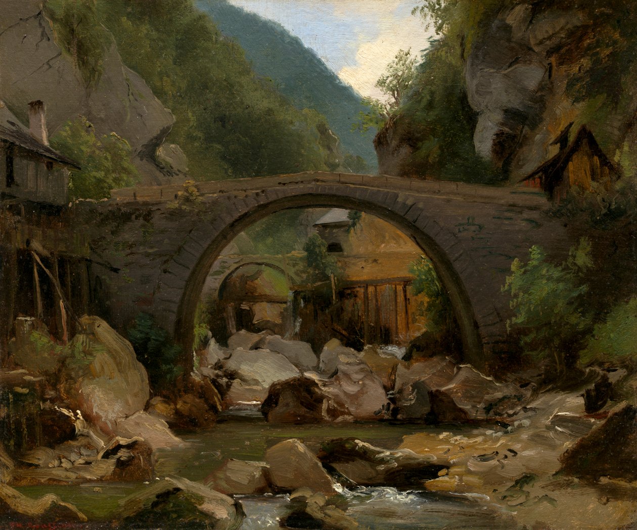Bergstroom in de Auvergne door Pierre Etienne Theodore Rousseau