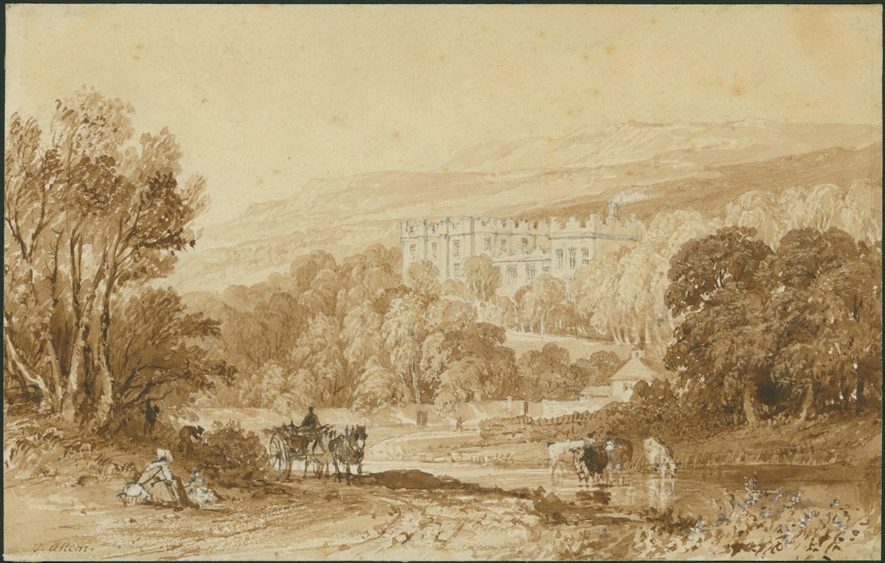 Stanhope Kasteel, Durham door Thomas Allom