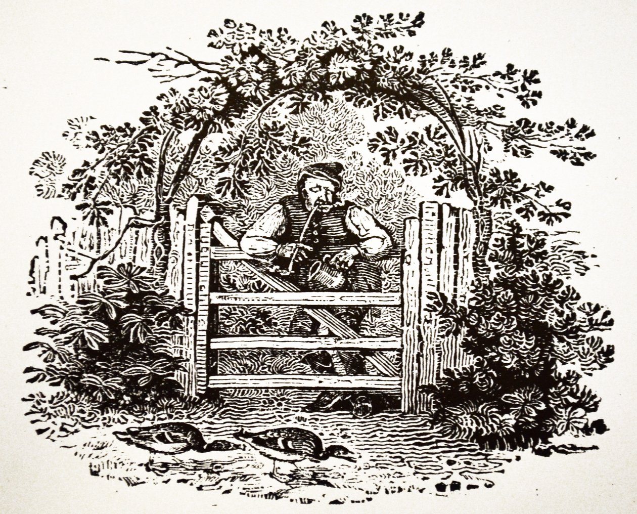 Plattelander die een kerkwarden rookt, 1804 door Thomas Bewick