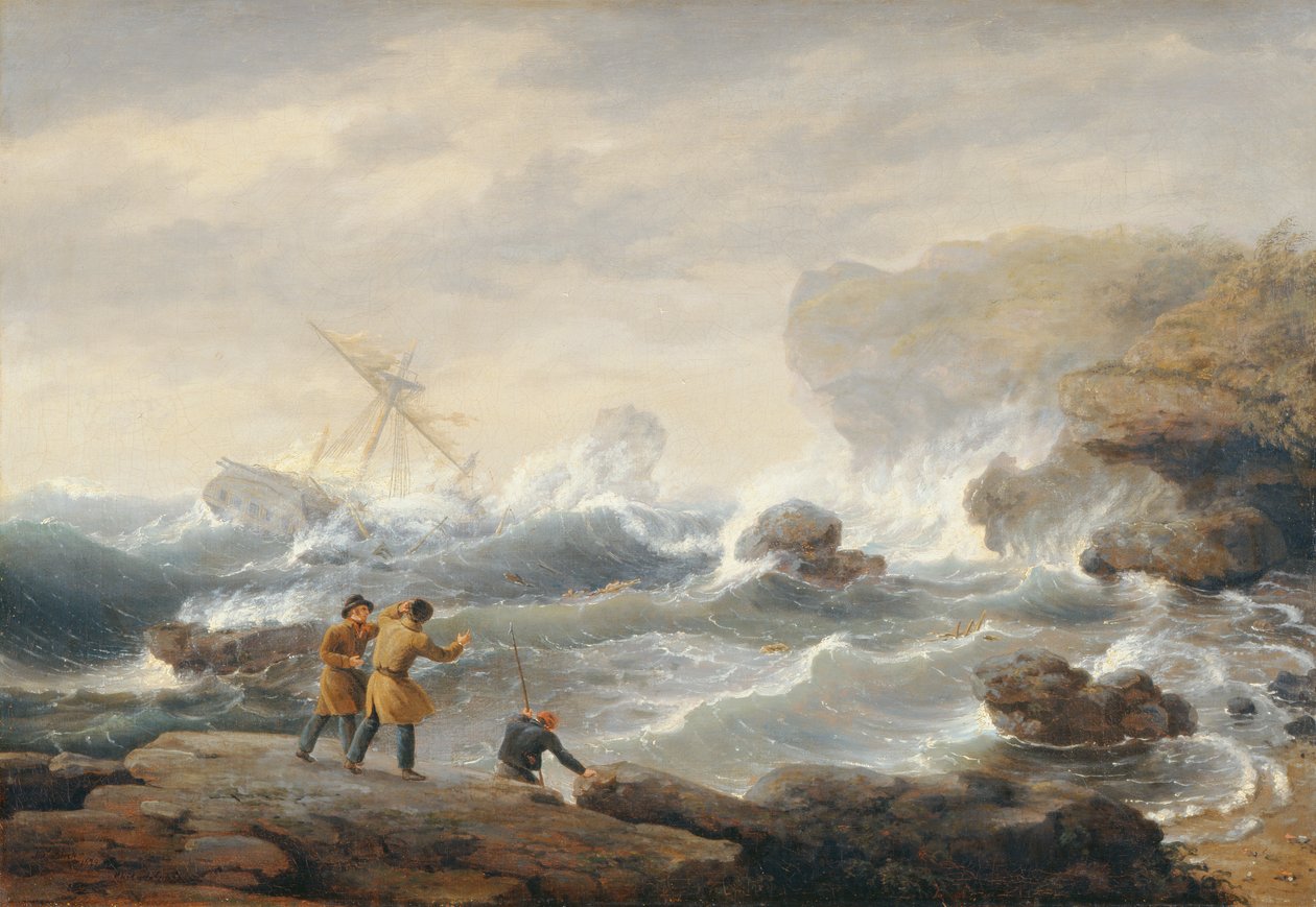 Schipbreuk door Thomas Birch