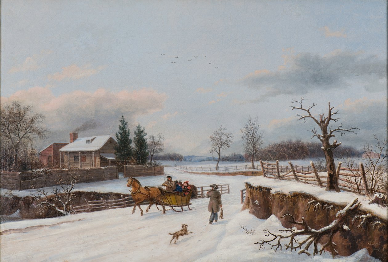 Sleetochtscène nabij Philadelphia door Thomas Birch