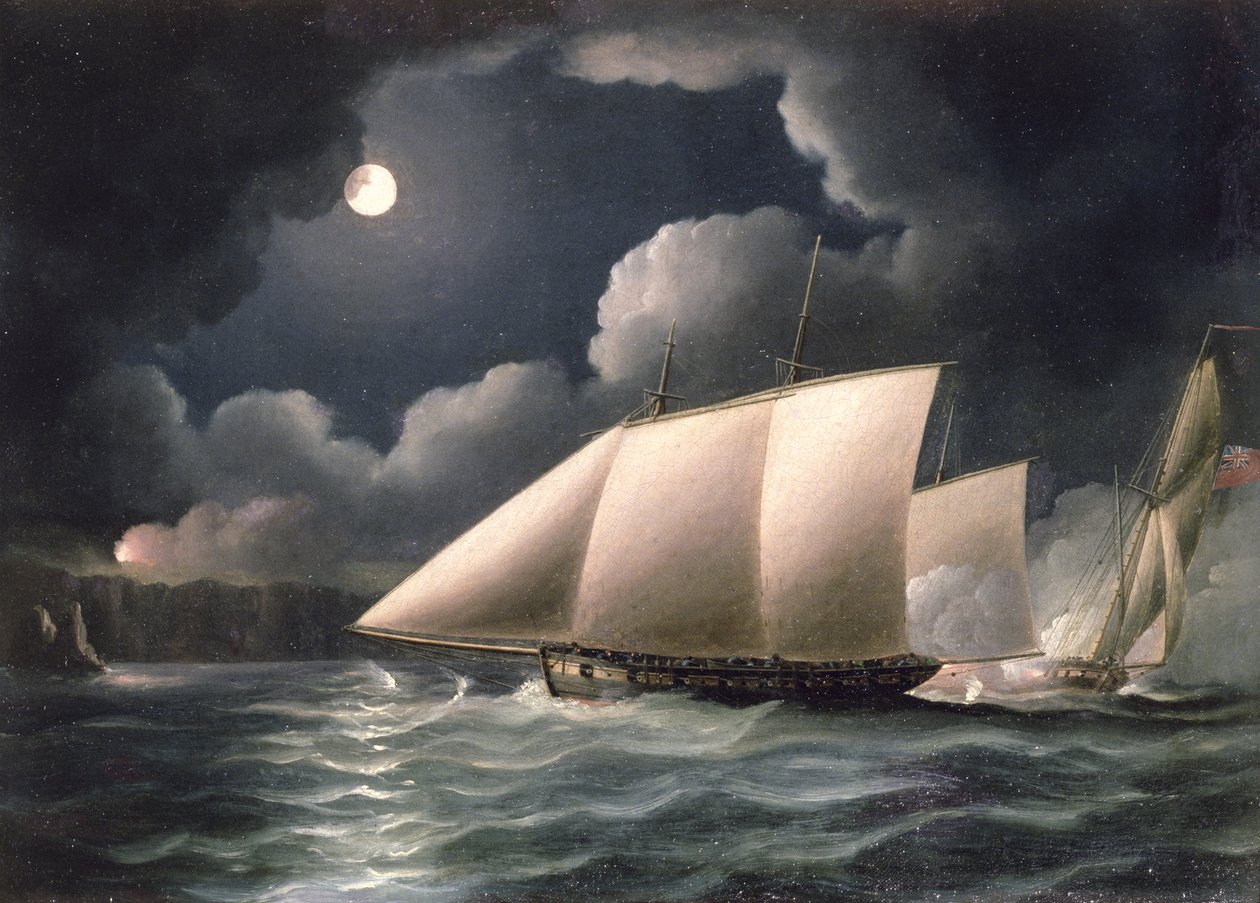 Smokkelaars en Revenue Cutter door Thomas Buttersworth