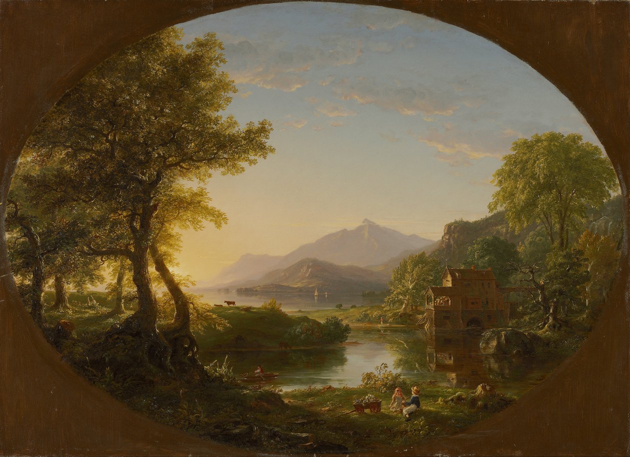 De molen, zonsondergang door Thomas Cole