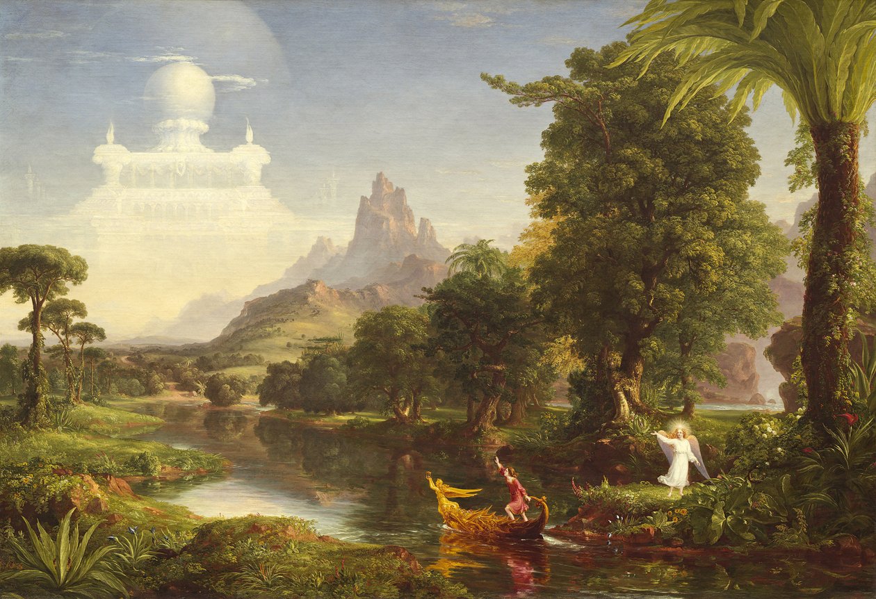 De reis van het leven: Jeugd, 1842 door Thomas Cole