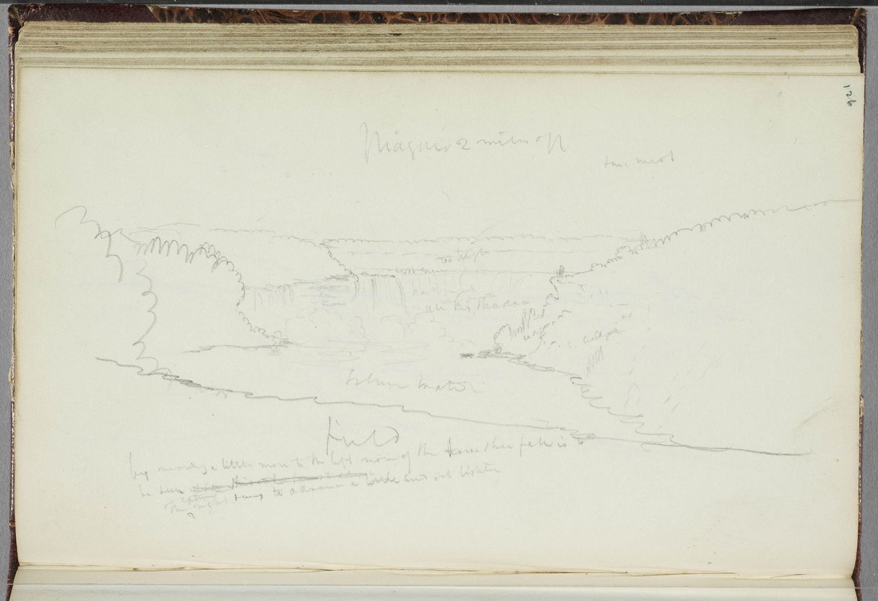 Zonder titel, landschap met notities, 1829 door Thomas Cole