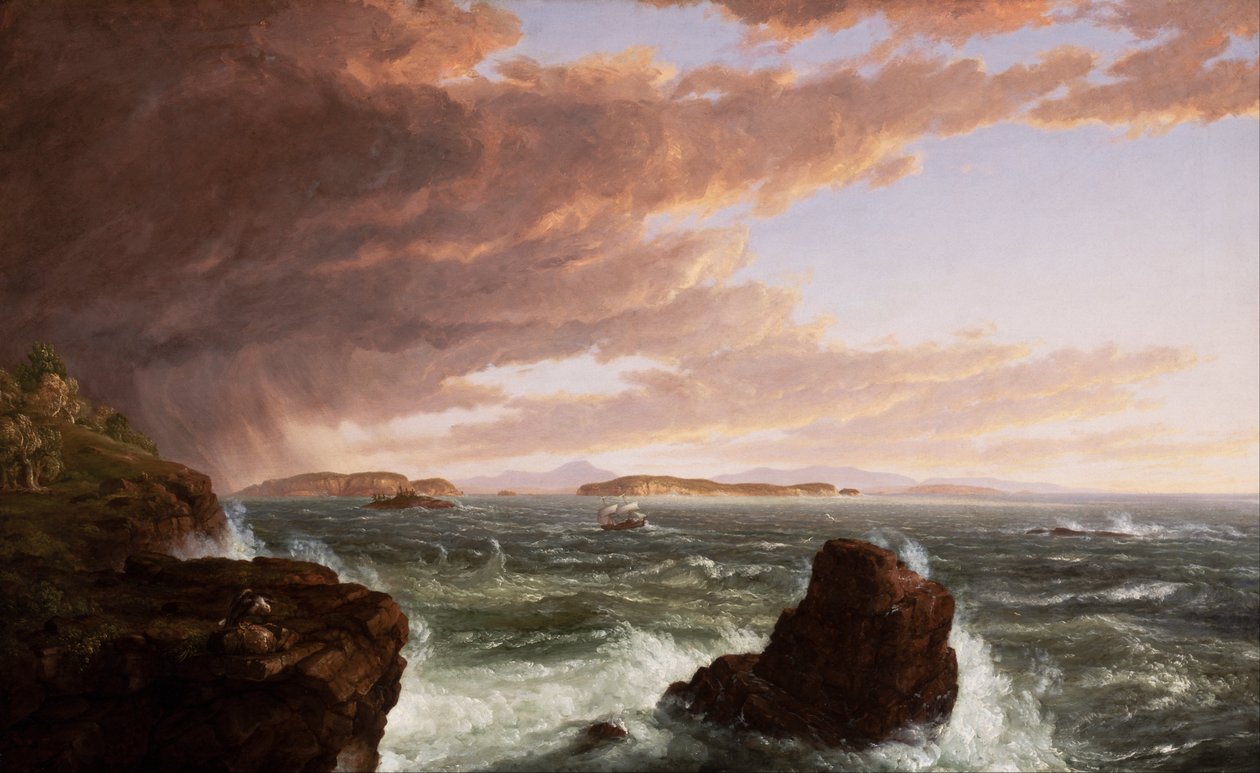 Uitzicht over Frenchmans Bay vanaf Mt. Desert Island, na een bui door Thomas Cole