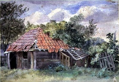 Landschap, met Schuur door Thomas Collier