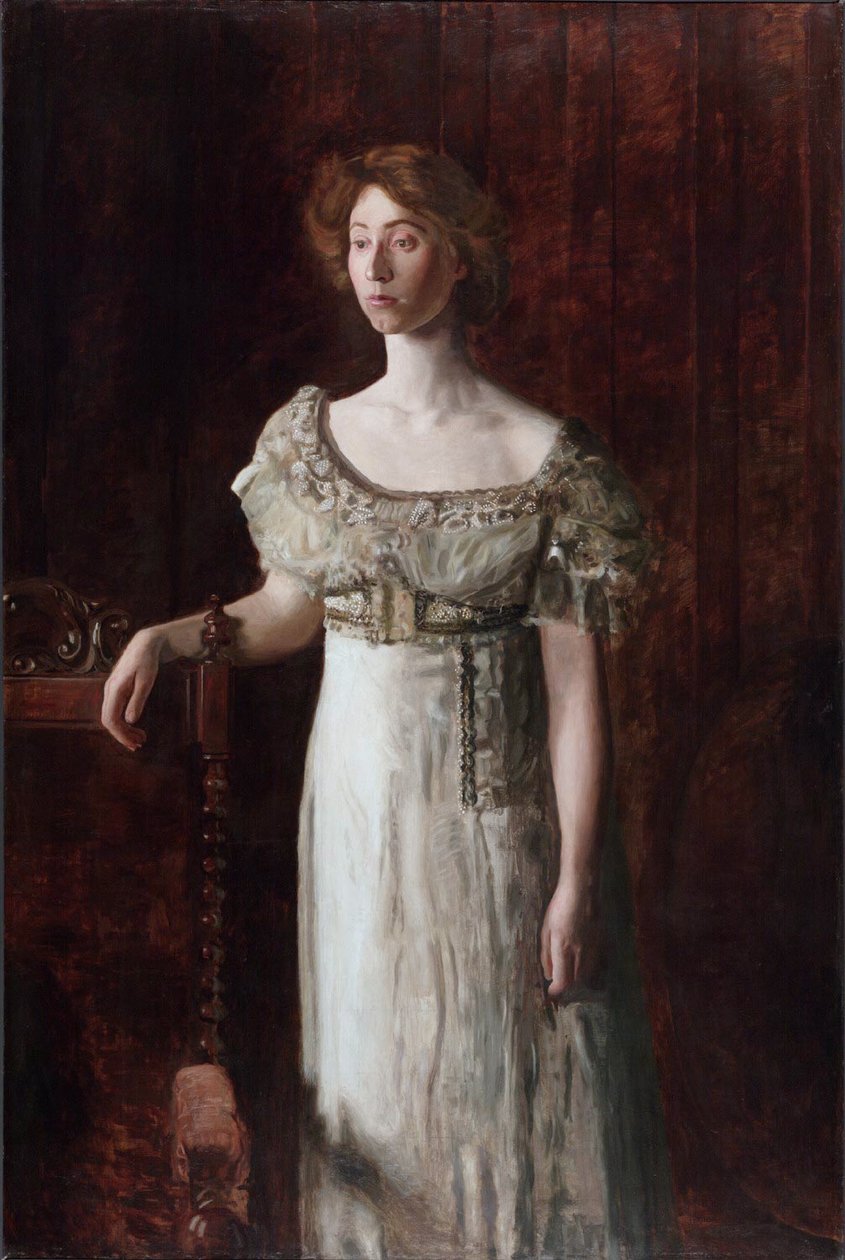 Het ouderwetse kleed (Portret van Helen Montanverde Parker) door Thomas Eakins