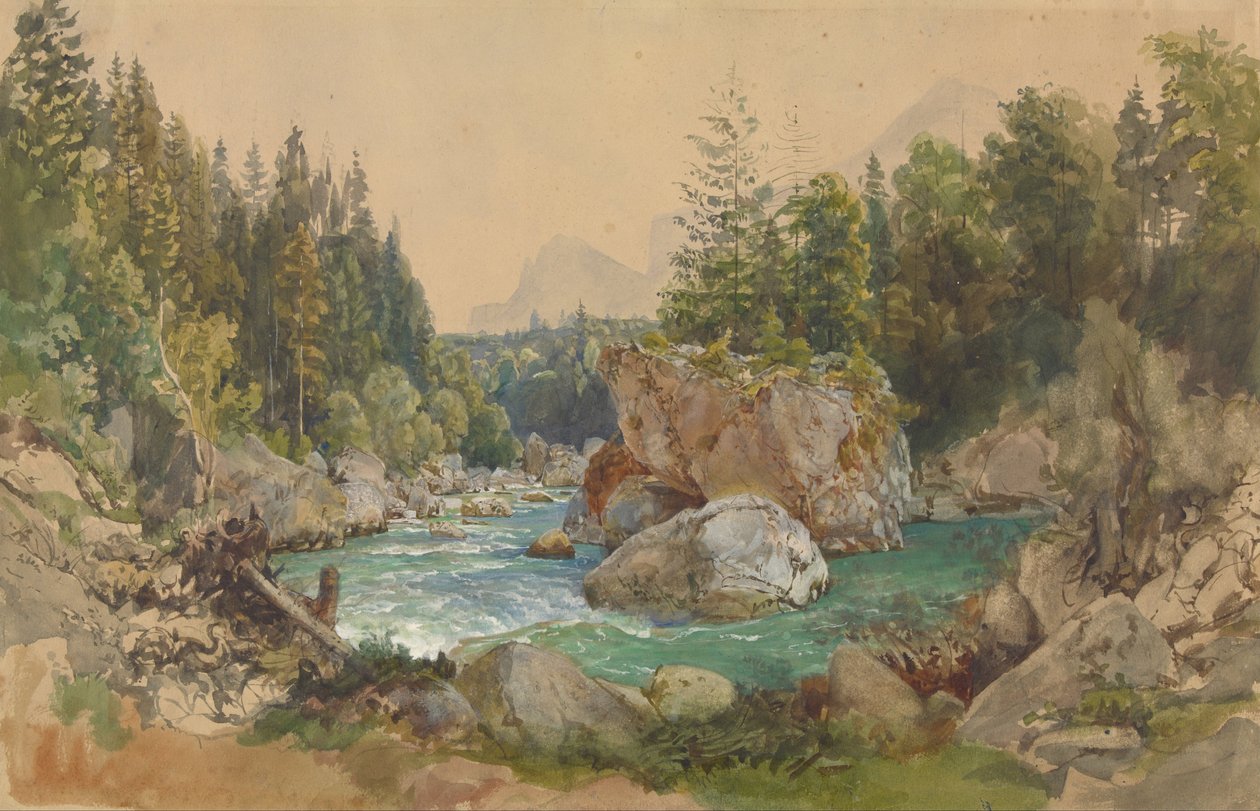 Bosrijk Rivierlandschap in de Alpen door Thomas Ender