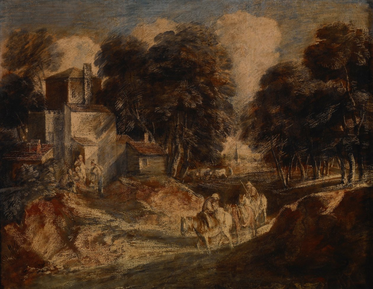 Boslandschap met ruiters door Thomas Gainsborough