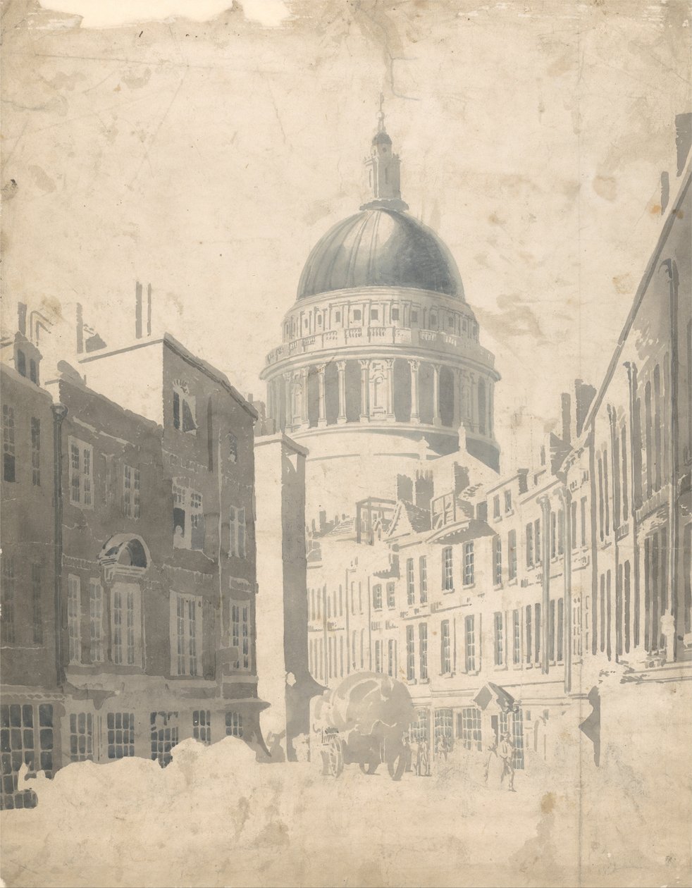 St. Pauls Kathedraal, vanaf St. Martins-le-Grand, Londen door Thomas Girtin