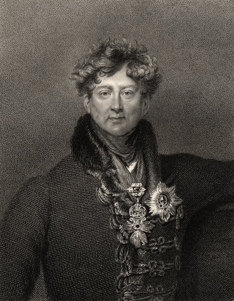 Koning George IV, gegraveerd door Edward Scriven, naar de plaat van William Finden, uit 