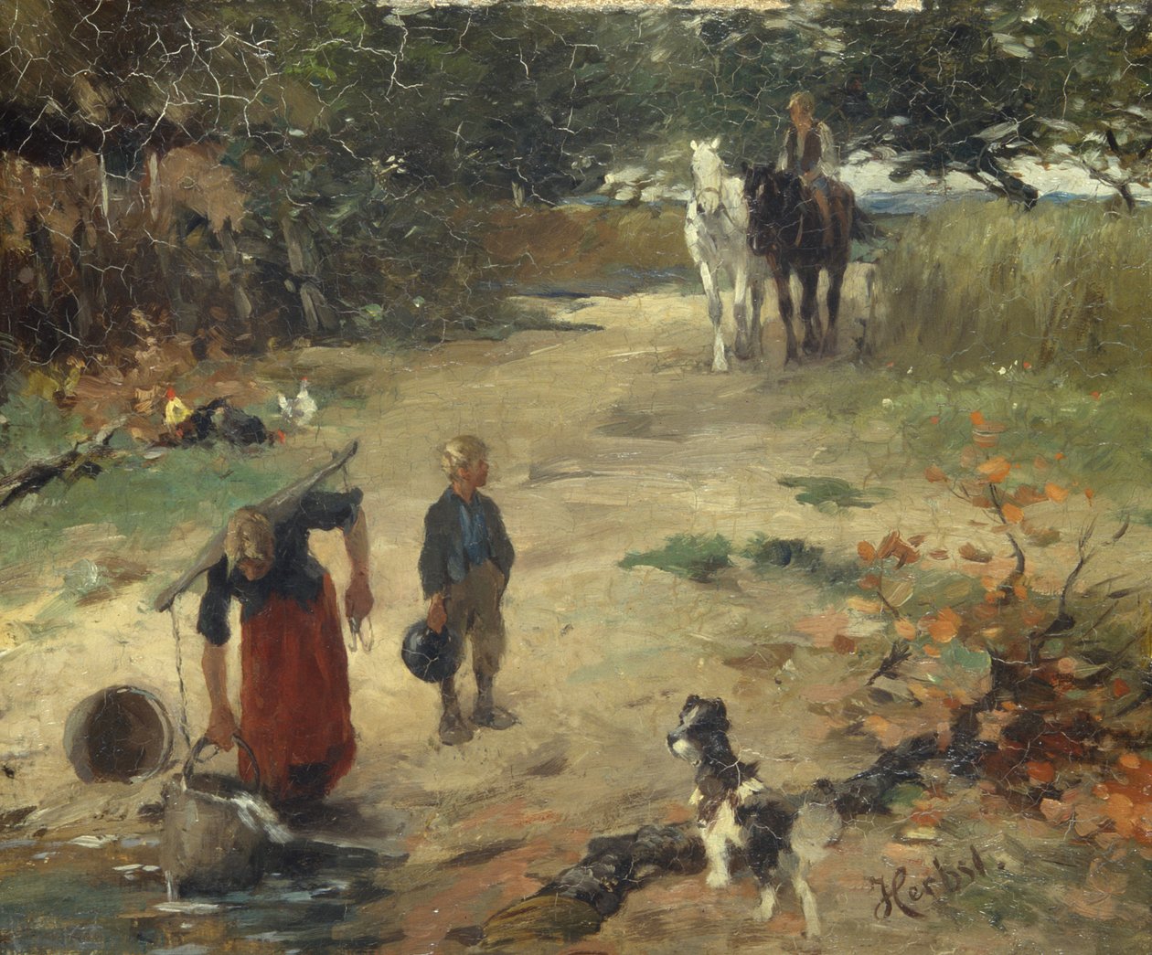 Bij de Dorpsvijver, ca. 1888 door Thomas Ludwig Herbst
