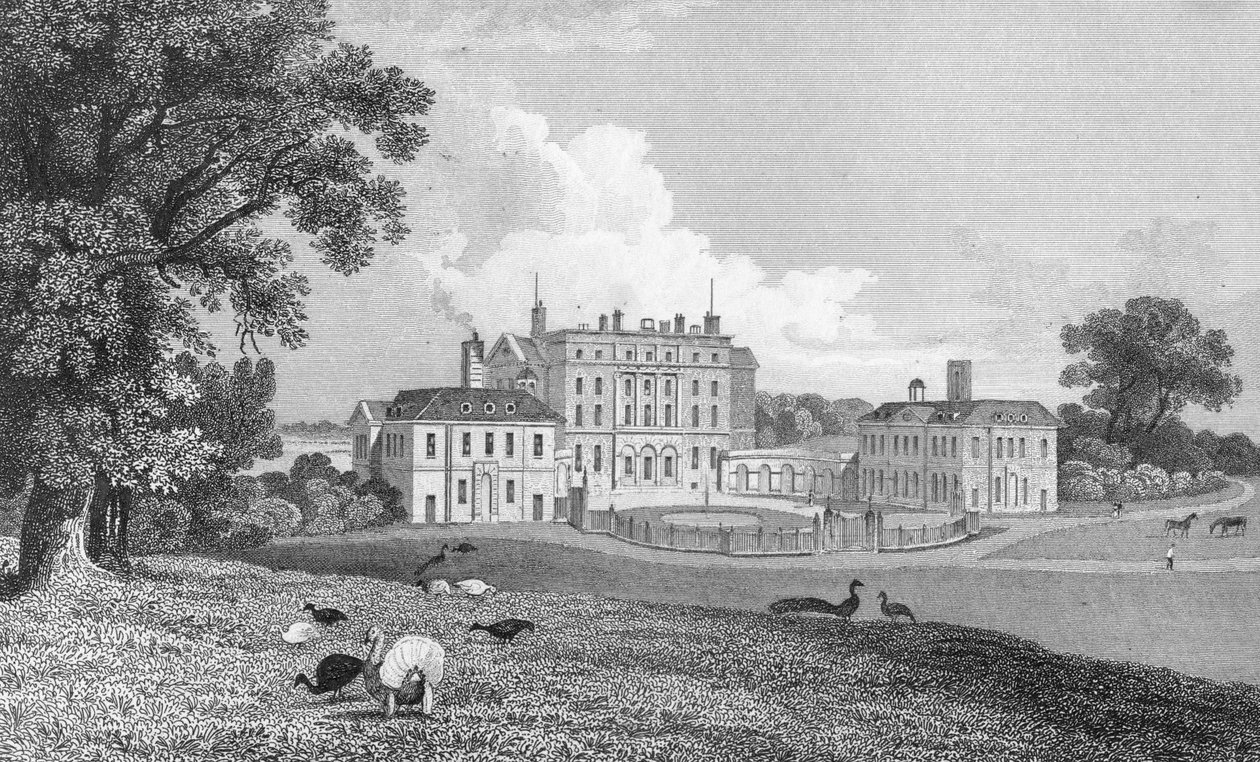 Uitzicht op Chevening Place, gegraveerd door S. Lacy, 1830 door Thomas Mann Baynes