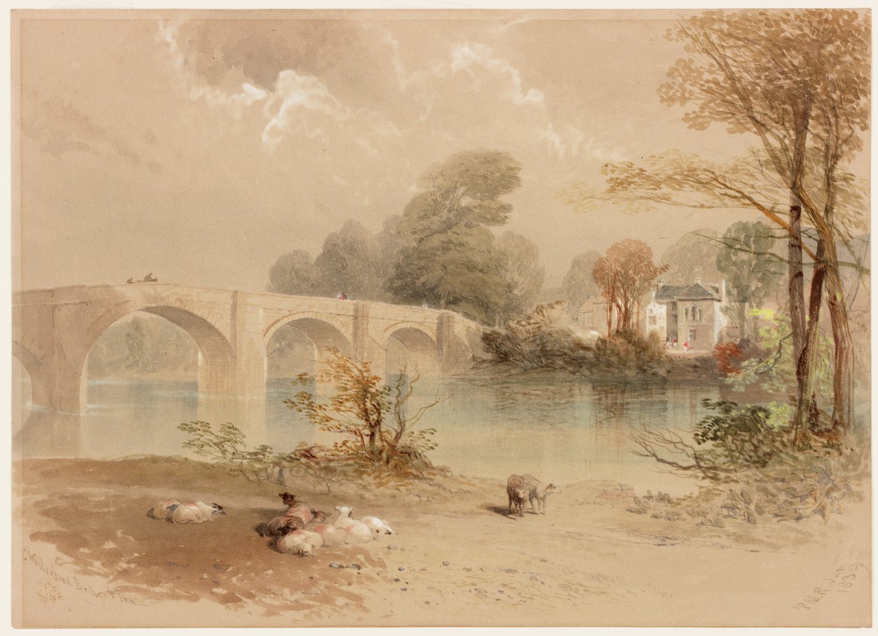 Chollerford Bridge en Inn door Thomas Miles II Richardson