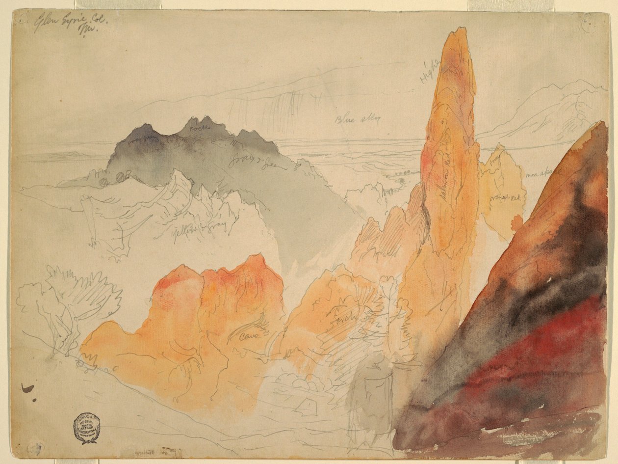 Tekening, Glen Eyrie, Colorado door Thomas Moran